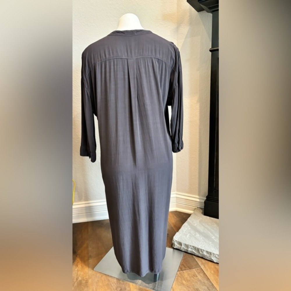 CP Shades Long Tunic Lagenlook 1/4 Button Blouse Shirt Women's Size Small Slate - Picture 3 of 9